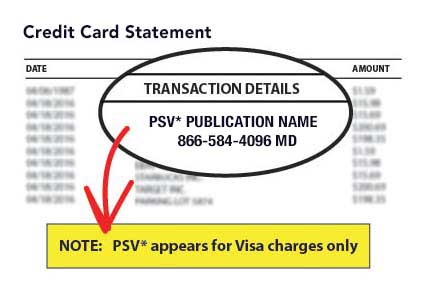 PSV appears for visa purchases only